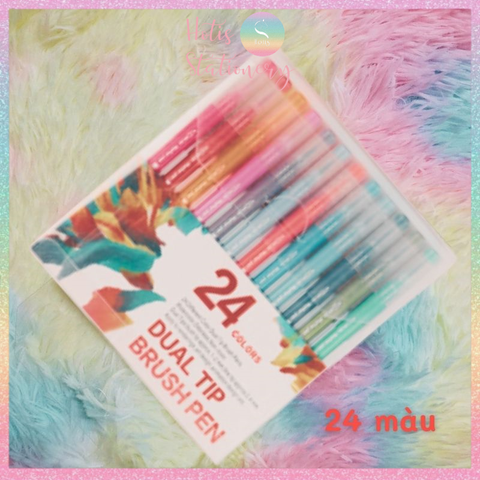 [HOTIS] Bút lông hai đầu nắp trong, tô màu vẽ tranh gốc nước Dual tip brush pen - Bộ 12/24/36 màu