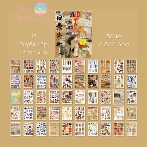 [HOTIS] 50 MẪU - Sticker dán sổ hoạt hình Colorful Dream - 50 tờ/ hộp