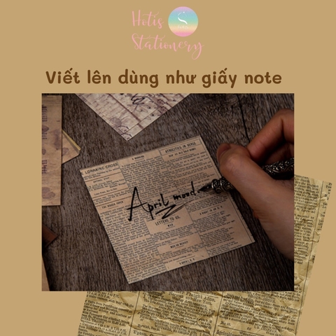 [HOTIS] Set giấy nền retro vintage họa tiết báo cũ chữ Tiếng Anh - 60 tờ