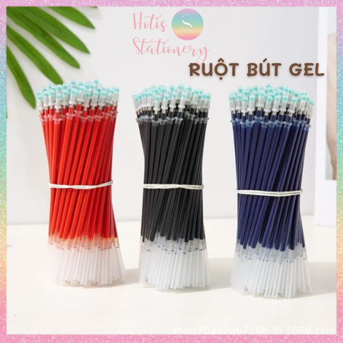 [HOTIS] Combo 10 ruột bút gel thay thế - Ngòi 0.38mm/0.5mm - Xanh/ Đen/ Đỏ