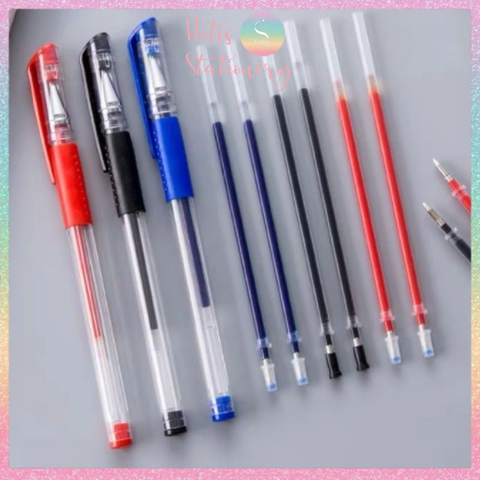 [HOTIS] Combo 10 ruột bút gel thay thế - Ngòi 0.38mm/0.5mm - Xanh/ Đen/ Đỏ