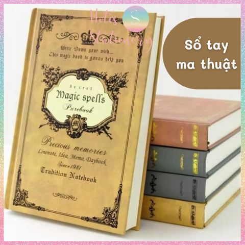 [HOTIS] Sổ tay ma thuật phong cách Châu Âu cổ điển bìa cứng - A5 21.3x14.5cm