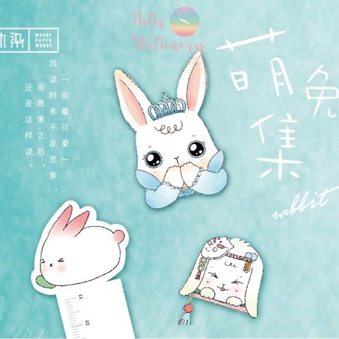 [HOTIS] Bookmark thước kẻ đánh dấu sách hình thỏ kawaii - Hộp 30 thẻ, có tách set lẻ