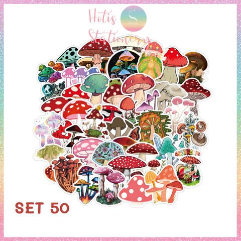 [HOTIS] Set Sticker nhiều mẫu size lớn 5 - 8cm, nhãn dán cán màng phim PVC không thấm nước, dán được nhiều lần