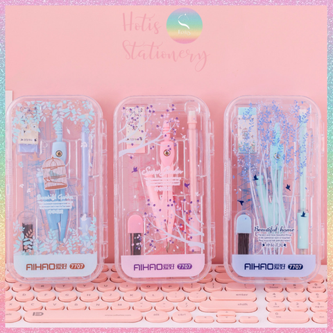 [HOTIS] Bộ compa thước kẻ 8 món màu pastel cực xinh