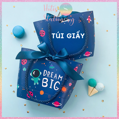 [HOTIS] Túi giấy đựng quà tặng nhiều hình xinh xắn có quai xách và tặng kèm ruy băng thắc nơ