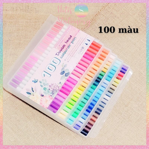 [HOTIS] Bút lông hai đầu tô màu vẽ tranh gốc nước viết calligraphy Double Head- Bộ 60/80/100/120 màu