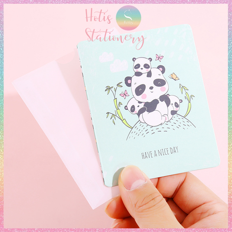 [HOTIS] Thiệp giấy mini gấp gọn kèm bao giấy can - 10 x 8cm - 12 mẫu