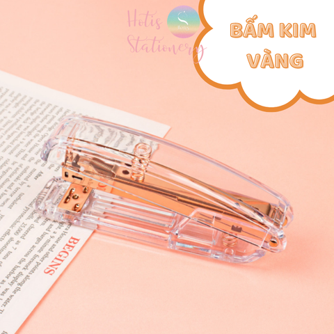 [HOTIS] Bấm kim trong suốt 4 màu hottrend sang trọng dùng decor bàn học, bàn làm việc