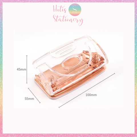 [HOTIS] Đồ bấm lỗ trong suốt màu vàng hồng sang chảnh - Dùng cho giẩy refill sổ còng binder