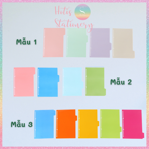 [HOTIS] Bìa phân trang nhiều màu - Phụ kiện sổ còng binder A5/ B5/ A4