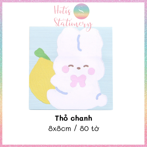 [HOTIS] [16 MẪU] Tệp 80 tờ giấy ghi chú tranh phong cảnh, giấy note hình thú đáng yêu - 8x8cm