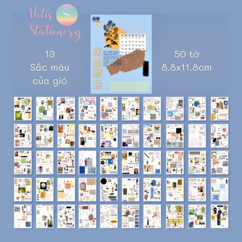 [HOTIS] 50 MẪU - Sticker dán sổ hoạt hình Colorful Dream - 50 tờ/ hộp