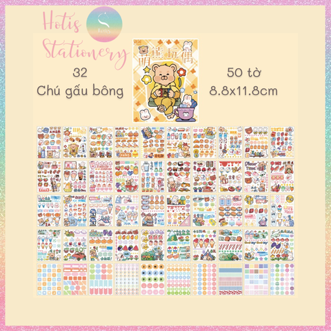 [HOTIS] 50 MẪU - Sticker dán sổ hoạt hình Colorful Dream - 50 tờ/ hộp