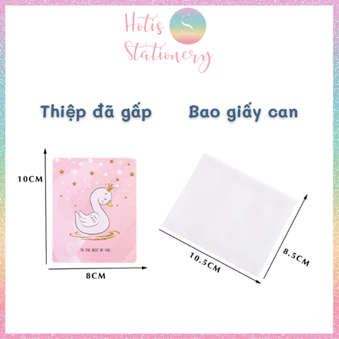 [HOTIS] Thiệp giấy mini gấp gọn kèm bao giấy can - 10 x 8cm - 12 mẫu