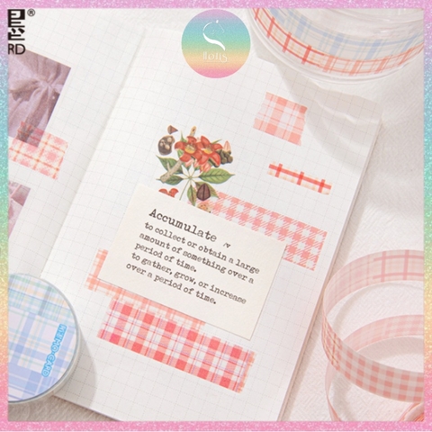 [HOTIS] Washi cuộn caro tape màu pastel tinh tế - Dài 3m