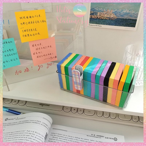 [HOTIS] Tệp 90 tờ giấy note, giấy ghi chú Post-it 3M có keo dính, nhiều màu - 7.6x7.6cm