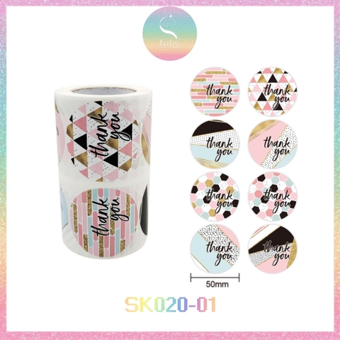 [HOTIS] Sticker Thank You Bigsize, Nhãn dán cám ơn Cỡ lớn 3.8cm/ 5cm - 500 miếng