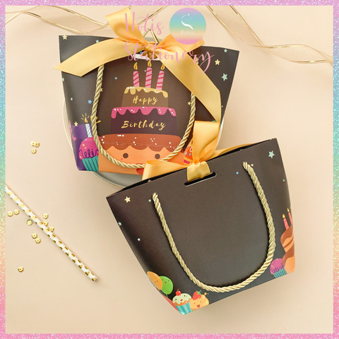 [HOTIS] Túi giấy đựng quà tặng nhiều hình xinh xắn có quai xách và tặng kèm ruy băng thắc nơ