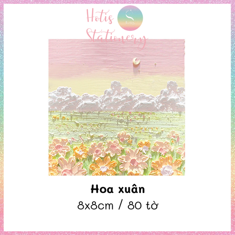 [HOTIS] [16 MẪU] Tệp 80 tờ giấy ghi chú tranh phong cảnh, giấy note hình thú đáng yêu - 8x8cm