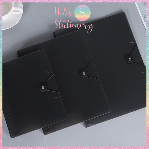 [HOTIS] Bìa còng sắt có dây chun nút cài - Binder A5/ B5/ A4 - 2 màu Trắng/ Đen