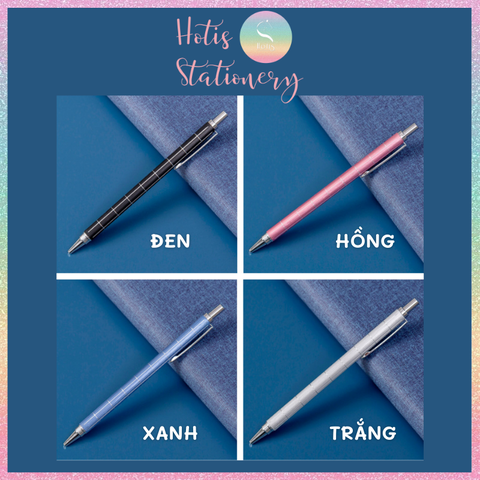 [HOTIS] Bút chì bấm kim ngòi 0.5/ 0.7mm, thân bút bằng kim loại có kẻ rãnh sọc