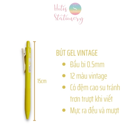[HOTIS] 25 màu - Bút gel bấm màu vintage ngòi 0.5mm DS-099 Light Retro Gel Pen - 1 cây
