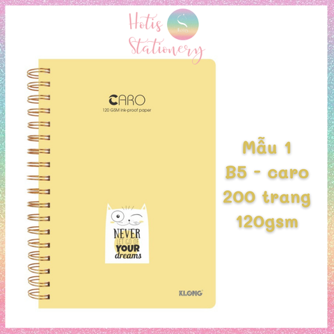 HOTIS Sổ lò xo kép Klong caro B5 200 trang, bìa cứng