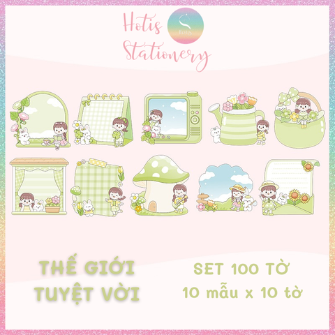[HOTIS] Set 100 tờ giấy ghi chú MUYU hoạt hình dễ thương, không keo dính