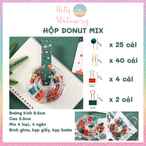 [HOTIS] Bộ Quà tặng VPP Giáng Sinh - Combo kẹp giấy, kẹp bướm, đinh ghim, nam châm, đồ bấm kim và kim bấm