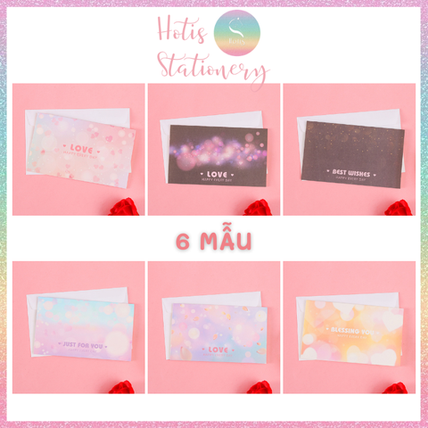 [HOTIS] Thiệp giấy gấp gọn kèm bao giấy - 17.5x10.5cm - 6 mẫu