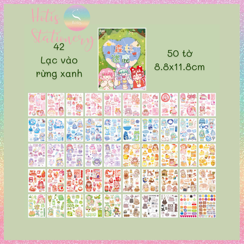 [HOTIS] 50 MẪU - Sticker dán sổ hoạt hình Colorful Dream - 50 tờ/ hộp