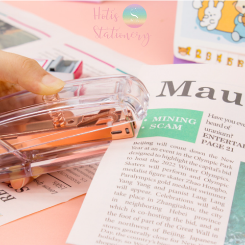 [HOTIS] Bấm kim trong suốt 4 màu hottrend sang trọng dùng decor bàn học, bàn làm việc