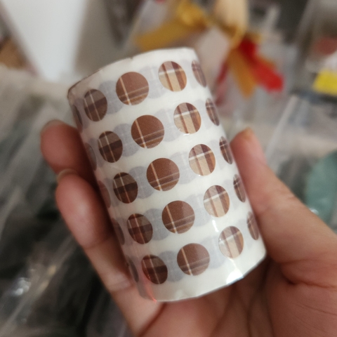 [HOTIS] Cuộn sticker chấm tròn kẻ sọc phối màu, cuộn dài 3m trang trí sổ, bullet journal