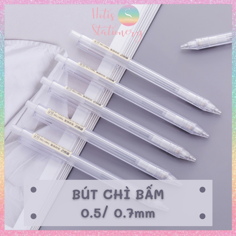 [HOTIS] Bút chì bấm kim vỏ nhựa trong suốt - Ngòi 0.5mm/ 0.7mm