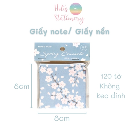 [MIX MẪU] Giấy note, giấy nền, giấy ghi chú Note for Spring Concerto (8x8cm) - 120 tờ