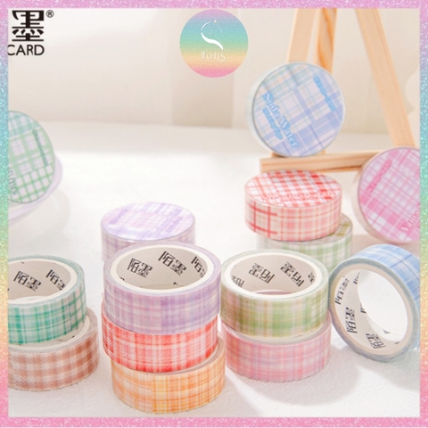 [HOTIS] Washi cuộn caro tape màu pastel tinh tế - Dài 3m