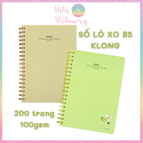 [HOTIS} Sổ lò xo kép Klong kẻ ngang lined B5 - 200 trang - MS582