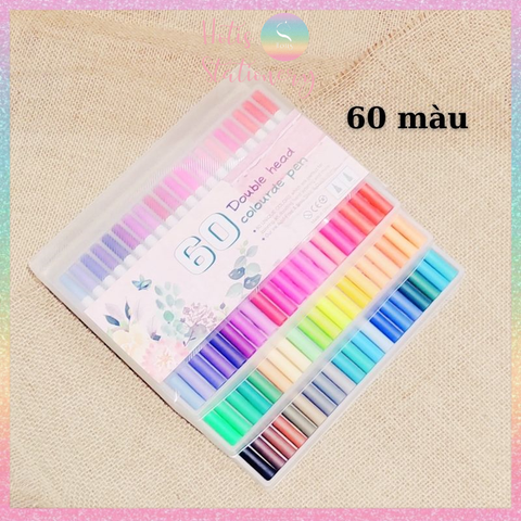 [HOTIS] Bút lông hai đầu tô màu vẽ tranh gốc nước viết calligraphy Double Head- Bộ 60/80/100/120 màu