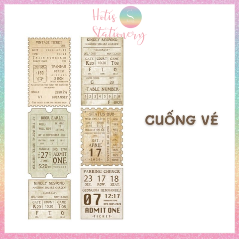 [HOTIS] Cuộn băng dán washi tape retro Âu Mỹ trang trí sổ, bullet journal - Dài 3m, Rộng 5cm