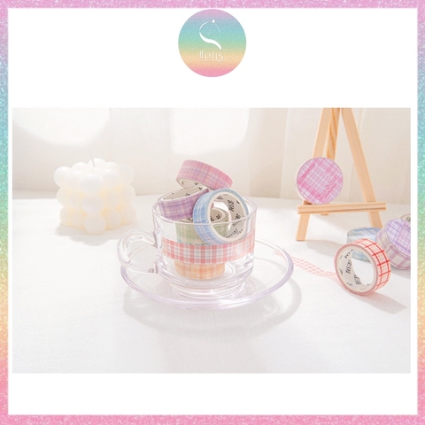 [HOTIS] Washi cuộn caro tape màu pastel tinh tế - Dài 3m