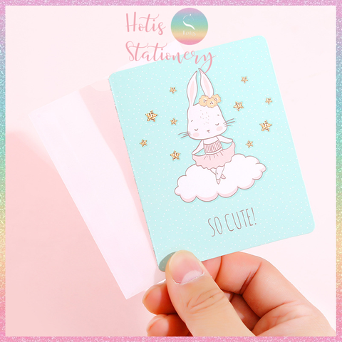 [HOTIS] Thiệp giấy mini gấp gọn kèm bao giấy can - 10 x 8cm - 12 mẫu