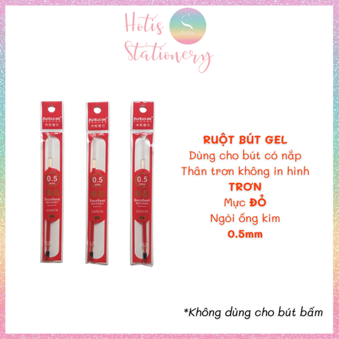[HOTIS] Ruột bút gel thay thế dùng cho bút có nắp - Xanh/ Đen/ Đỏ - 0.35/ 0.38/ 0.5mm