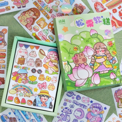 [HOTIS] 50 MẪU - Sticker dán sổ hoạt hình Colorful Dream - 50 tờ/ hộp