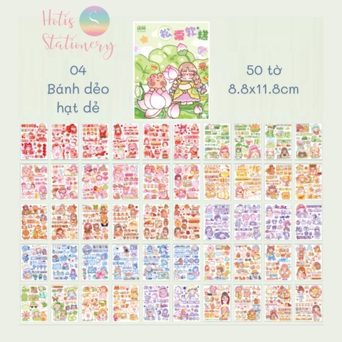 [HOTIS] 50 MẪU - Sticker dán sổ hoạt hình Colorful Dream - 50 tờ/ hộp