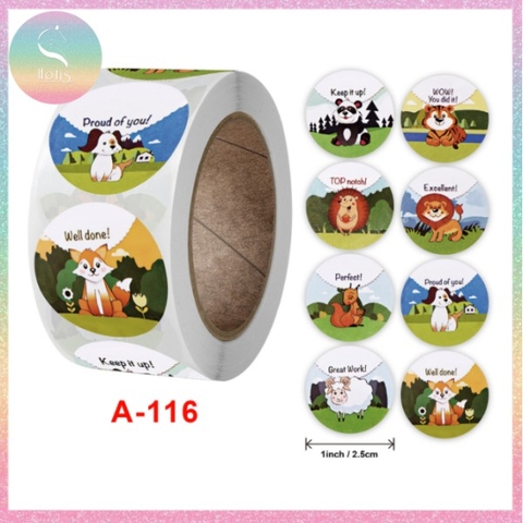 [HOTIS] Sticker Cuộn 500 Nhãn Dán Khen Thưởng Học Sinh - Tạo Động Lực, Kích Thích Học Tập, Phù Hợp Giáo Viên & Phụ Huynh