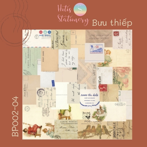 [HOTIS] Set giấy nền vintage, giấy note floral hoa nhí/ màu trơn/ bưu thiếp - 60 tờ