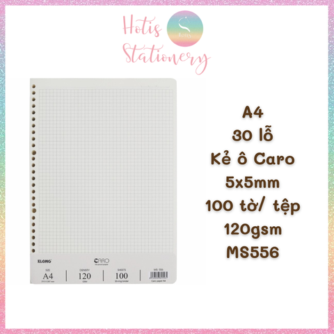 [HOTIS] Ruột sổ còng, tệp 100 tờ giấy refill binder KLong A5/B5/A4