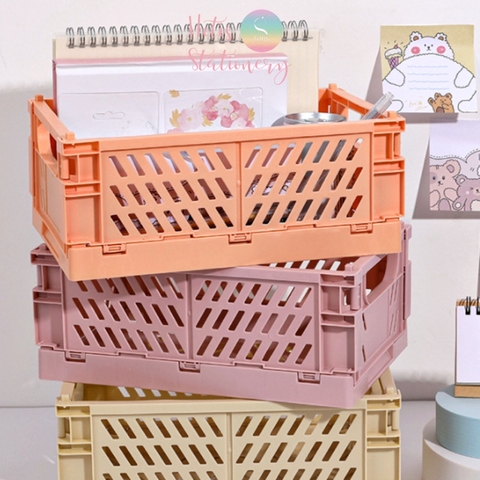 Rổ xếp đựng đồ dùng học tập, mỹ phẩm đa năng - Cỡ lớn 25.5x15x9.7cm Hotis Stationery