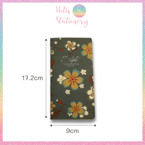 [HOTIS] Sổ tay mini vintage STYLE hoa văn cổ điển giấy kraft nâu - Khổ 17.2x9cm - 48 trang